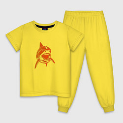 Пижама хлопковая детская Оранжевая акула, цвет: желтый
