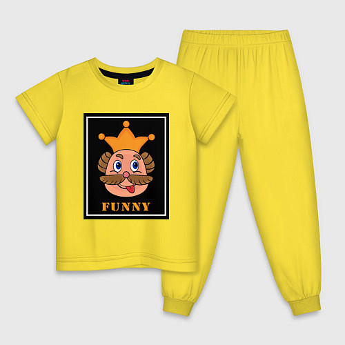 Детская пижама Веселый король смайликов - Funny king emoji / Желтый – фото 1