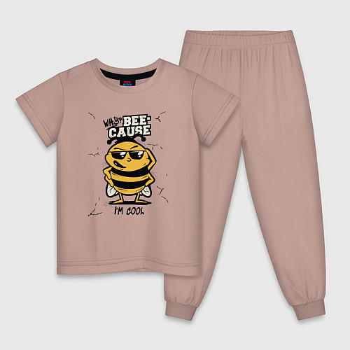 Детская пижама Why bee cause im cool / Пыльно-розовый – фото 1