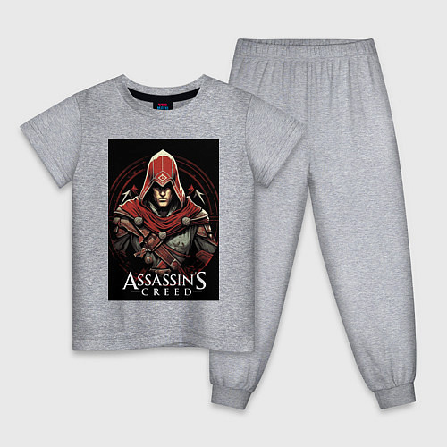 Детская пижама Assassins creed профиль игрока / Меланж – фото 1
