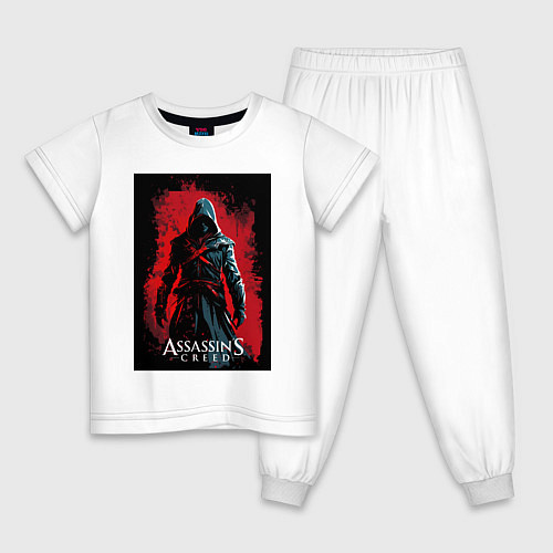 Детская пижама Assassins creed на фоне красной стены / Белый – фото 1