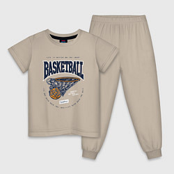 Пижама хлопковая детская Баскетбол Калифорния, цвет: миндальный