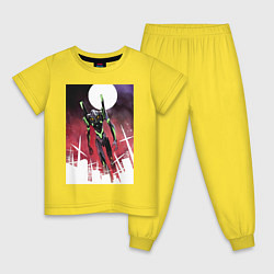 Пижама хлопковая детская Евангелион нового поколения робот, цвет: желтый