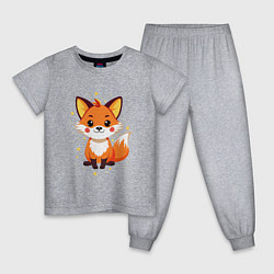 Пижама хлопковая детская Милая лисичка со звездочками, цвет: меланж