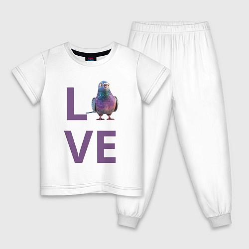 Детская пижама Любовь к голубям / Белый – фото 1