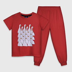 Пижама хлопковая детская Утки в строю, цвет: красный