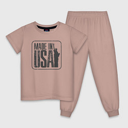 Пижама хлопковая детская Сделано в США, цвет: пыльно-розовый