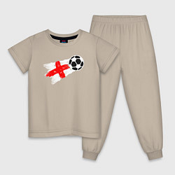 Пижама хлопковая детская Футбол Англии, цвет: миндальный