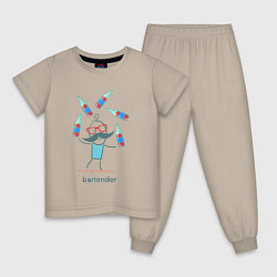 Пижама хлопковая детская Бармен жонглёр, цвет: миндальный
