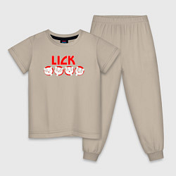 Пижама хлопковая детская Kiss lick, цвет: миндальный
