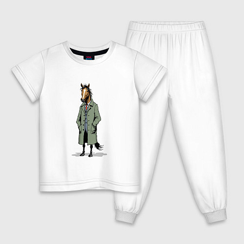Детская пижама Конь в зеленом пальто / Белый – фото 1