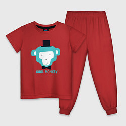 Пижама хлопковая детская Cool monkey, цвет: красный