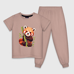 Пижама хлопковая детская The Red Panda, цвет: пыльно-розовый
