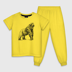 Пижама хлопковая детская Новогодняя обезьяна горилла, цвет: желтый