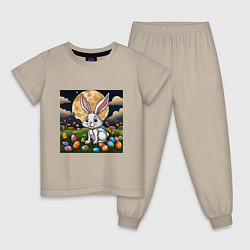 Пижама хлопковая детская Пасха при луне, цвет: миндальный