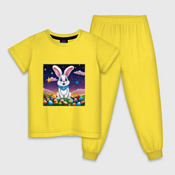 Пижама хлопковая детская Кролик под звёздами, цвет: желтый