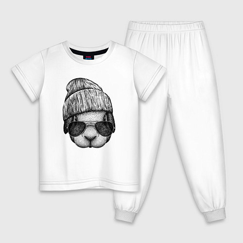 Детская пижама Кролик-хипстер / Белый – фото 1
