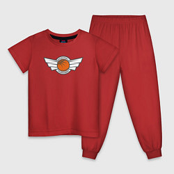 Пижама хлопковая детская Турнир по баскетболу, цвет: красный