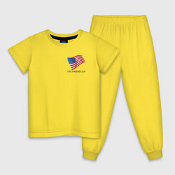 Пижама хлопковая детская Im an American - motto, цвет: желтый