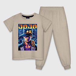 Пижама хлопковая детская Jojo - Jotaro Kujo ai art, цвет: миндальный