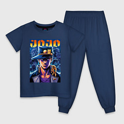 Пижама хлопковая детская Jojo - Jotaro Kujo ai art, цвет: тёмно-синий