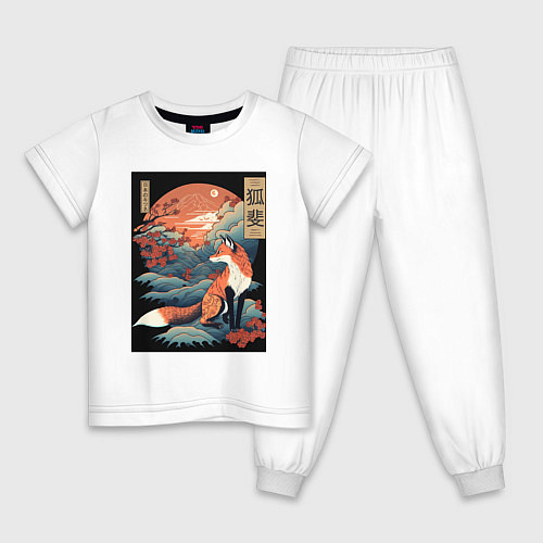 Детская пижама Лиса в японском стиле / Белый – фото 1