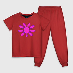 Пижама хлопковая детская Узор ярко-розовый, цвет: красный