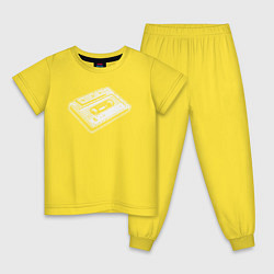 Пижама хлопковая детская Аудиокассета ретро, цвет: желтый