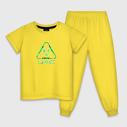 Пижама хлопковая детская UAC зелёный повреждённый, цвет: желтый