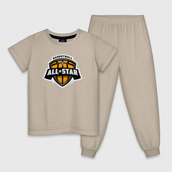 Пижама хлопковая детская All-star basket, цвет: миндальный