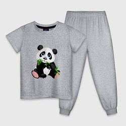 Пижама хлопковая детская Панда кушает тростник, цвет: меланж