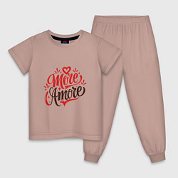 Пижама хлопковая детская More amore, цвет: пыльно-розовый