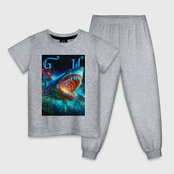 Пижама хлопковая детская Great white space shark - ai art, цвет: меланж