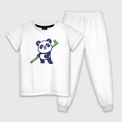 Пижама хлопковая детская Панда воин, цвет: белый