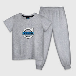 Пижама хлопковая детская Volvo logo, цвет: меланж