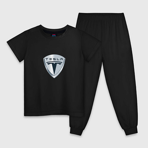 Детская пижама Tesla logo / Черный – фото 1