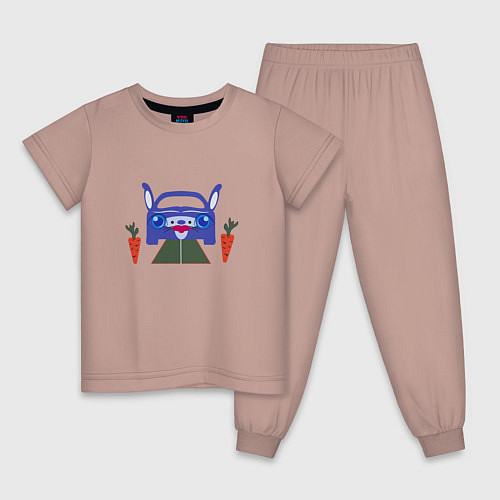 Детская пижама Кролик машина / Пыльно-розовый – фото 1