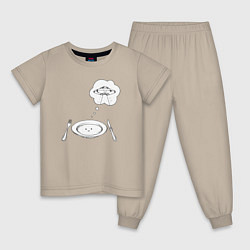 Пижама хлопковая детская Космический обед, цвет: миндальный