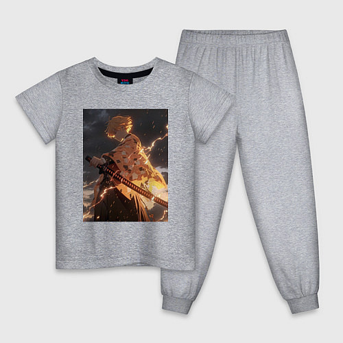 Детская пижама Клинок, рассекающий демонов Дзэнъицу Агацума молни / Меланж – фото 1