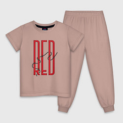 Пижама хлопковая детская Объёмный красный, цвет: пыльно-розовый