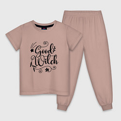 Пижама хлопковая детская Good witch, цвет: пыльно-розовый