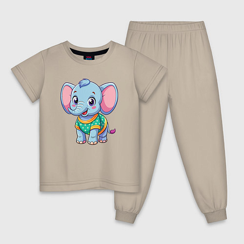 Детская пижама Весёлый слонёнок / Миндальный – фото 1