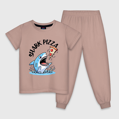 Детская пижама Shark pizza - ai art fantasy / Пыльно-розовый – фото 1