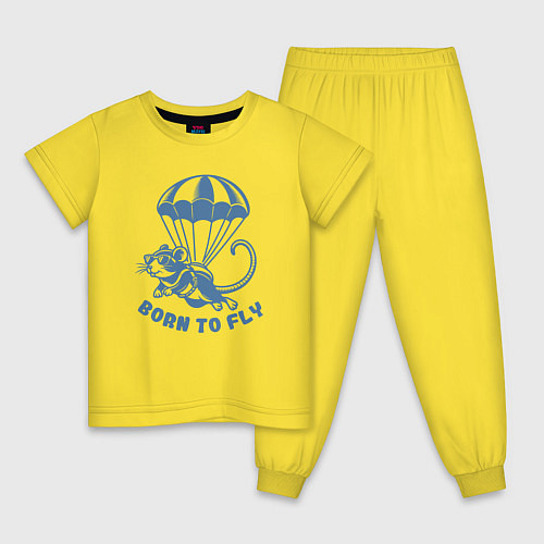 Детская пижама Забавная крыса парашютист рожденный летать / Желтый – фото 1