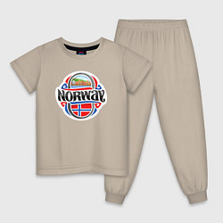 Пижама хлопковая детская Norway, цвет: миндальный