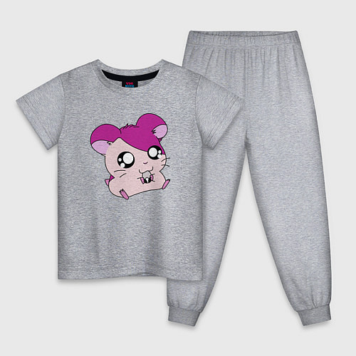 Детская пижама Хамтаро - Розовый хомячок с семечкой / Меланж – фото 1