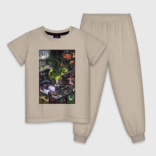Детская пижама Half life 1 - levels and bosses / Миндальный – фото 1