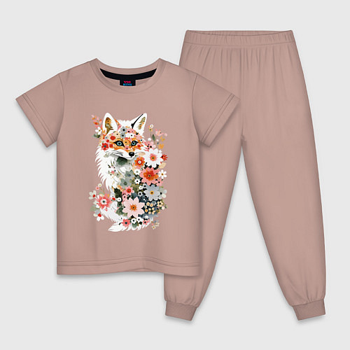 Детская пижама Лисий контур из цветов / Пыльно-розовый – фото 1