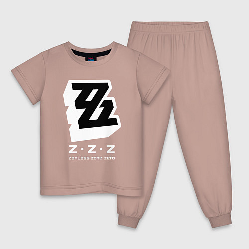 Детская пижама Zenless zone zero лого / Пыльно-розовый – фото 1