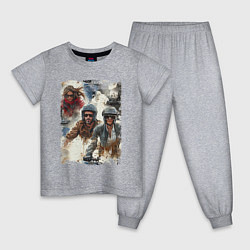 Детская пижама Мотокросс -акварель